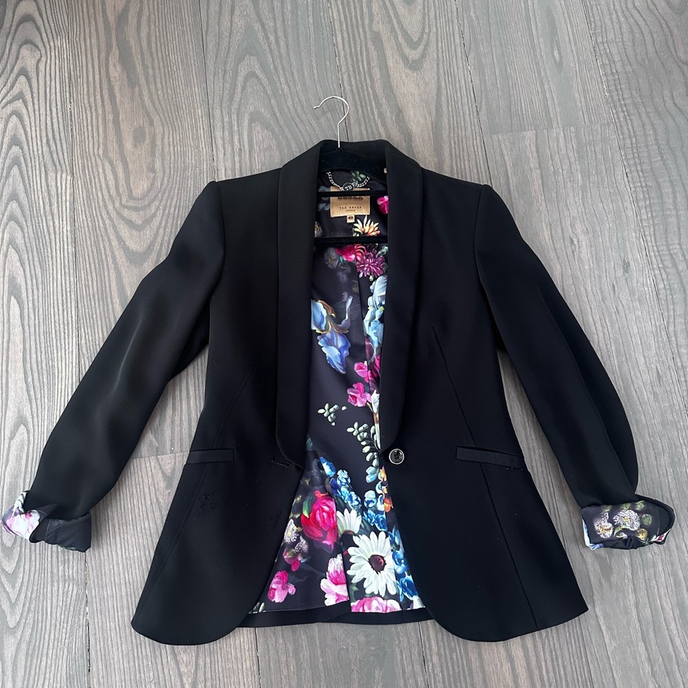 Ted Baker Black Blazer with Floral Lining
